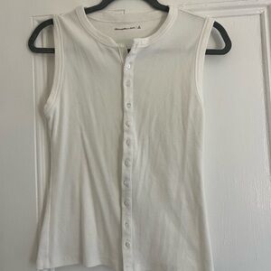 Abercrombie & Fitch White Sleeveless Button-Down Shirt